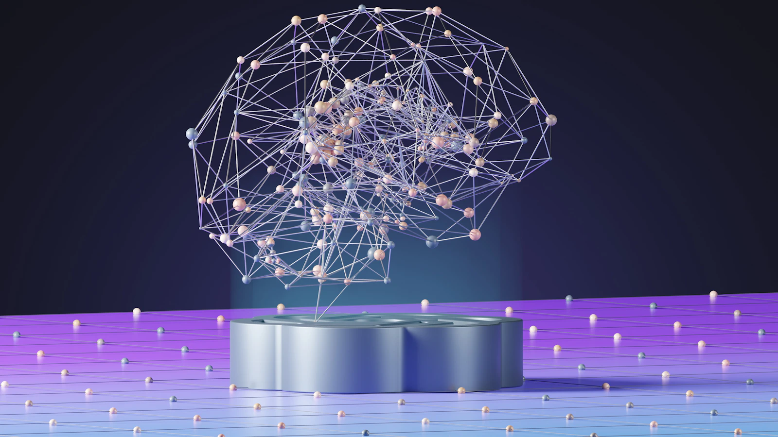 Sfera astratta composta da punti e connessioni digitali.